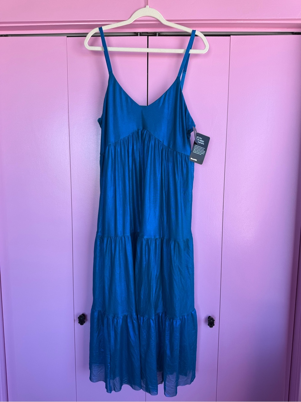 BlackMilk Caribbean Sparkle Empire Sheer Midaxi Dress Blue XL